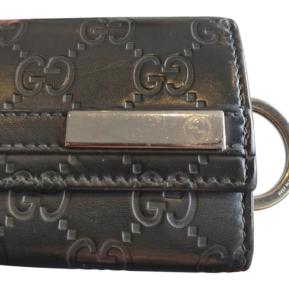 Gucci Guccisimi Black Leather Keycles Card Holder - Picture 12 of 16